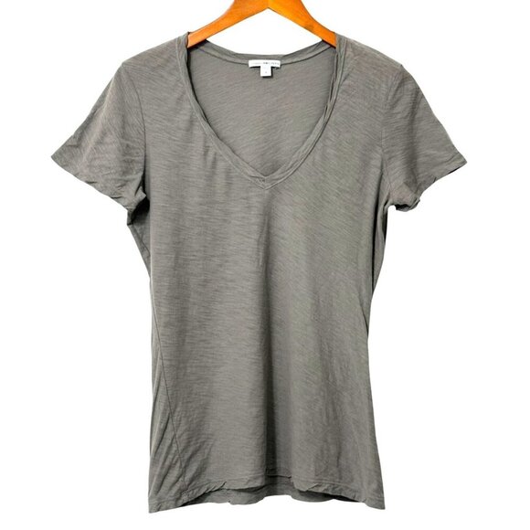 James Perse Gray V-Neck T-Shirt Short Sleeve 100% Cotton Capsule EUC Size 4 / XL - Picture 1 of 6